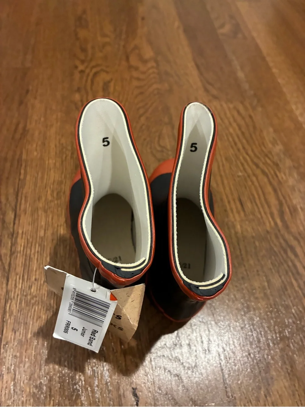 NWT Kids Black and Red Rain & Snow Boots Size 5